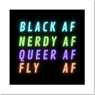 Black Nerdy Queer and Fly (Text Only) Posters and Art